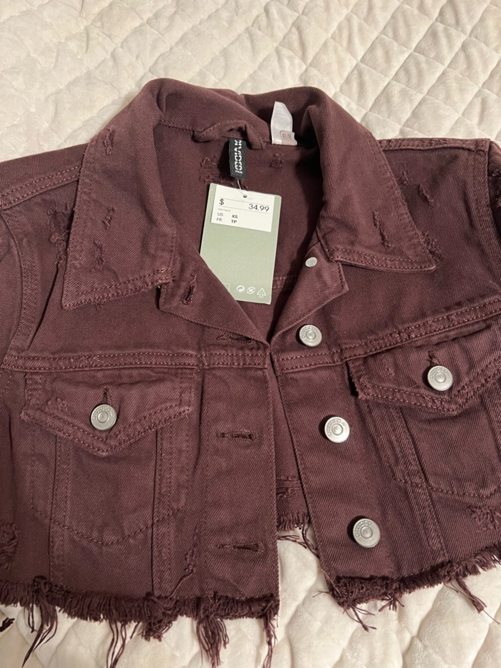 H&M Cropped Distressed Jean Jacket - Picture 3 of 10